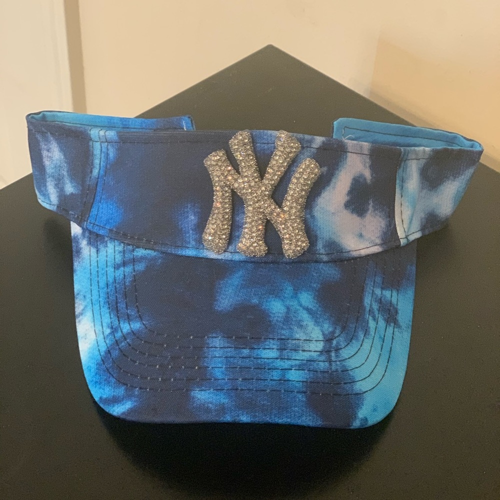 Blue Teal Rhinestone New York Visor (BRAND NEW)